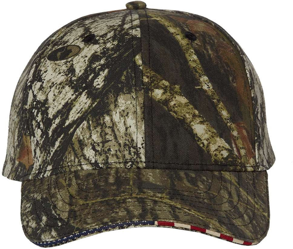 Outdoor Cap Camo with Flag Sandwich Visor Cap