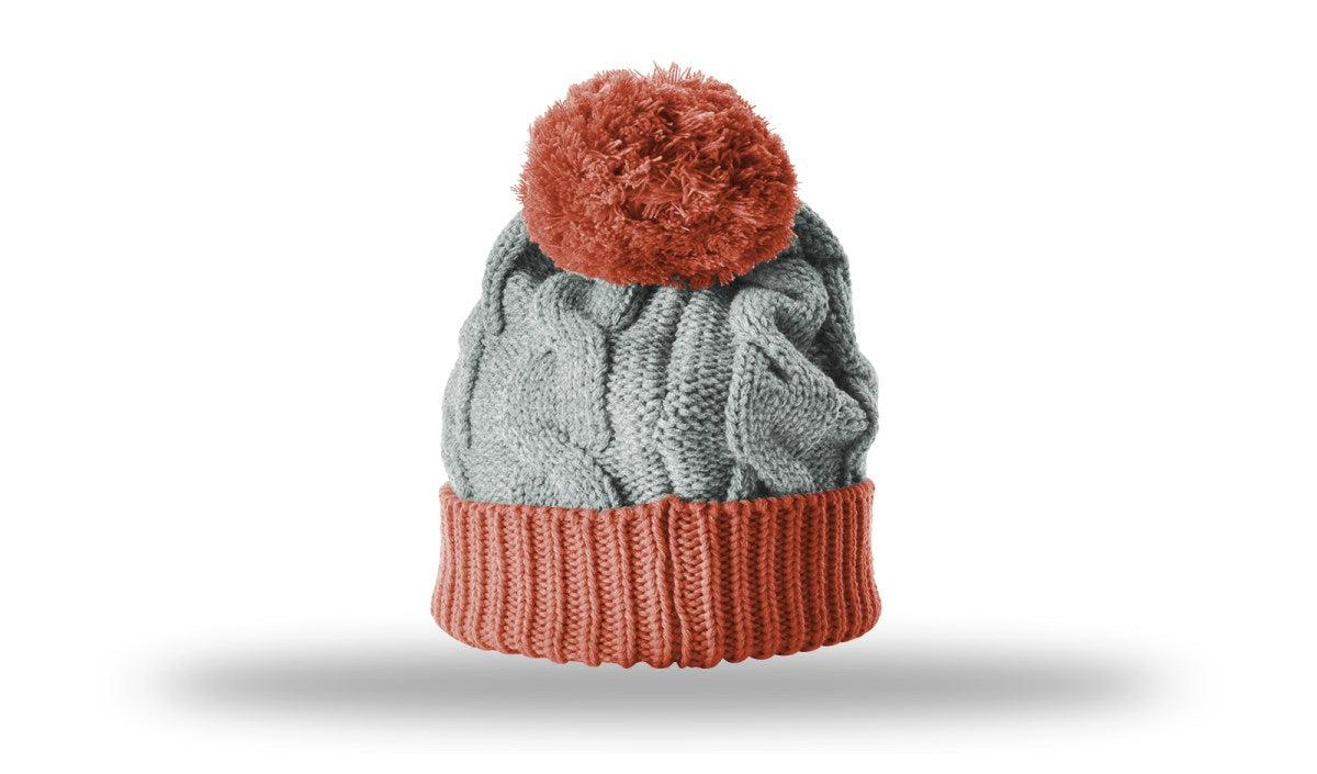 Richardson Chunk Twist Knit Beanie W/ Cuff & Pom