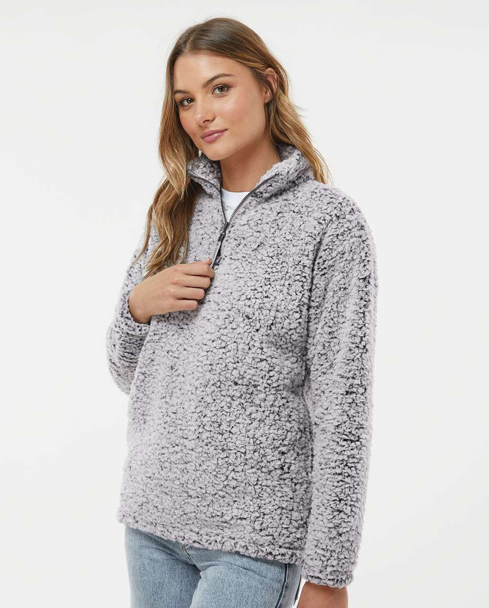 J. America Womenâs Epic Sherpa Quarter-Zip Pullover