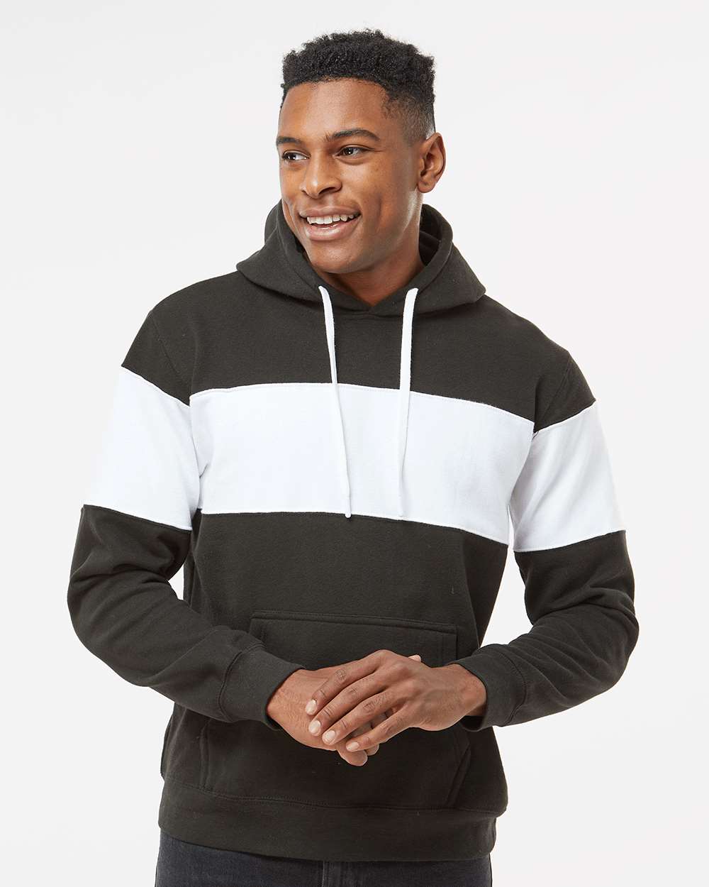 J. America Varsity Fleece Colorblocked Hooded Sweatshirt