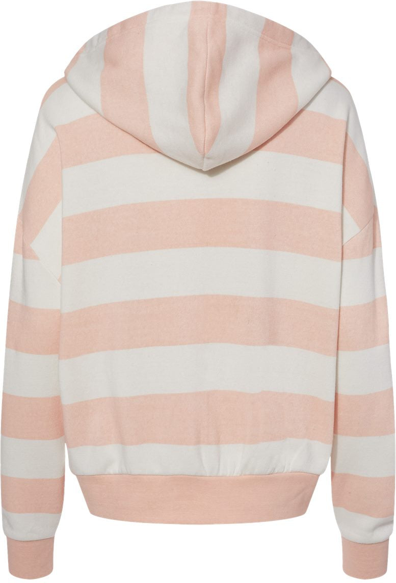 MV Sport Ladies Striped Fleece Boxy Hooded Sweatshirt