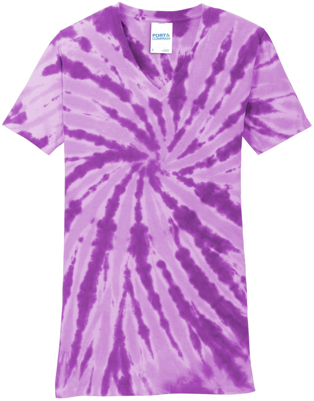 CLOSEOUT - Port & Company Ladies Tie-Dye V-Neck Tee