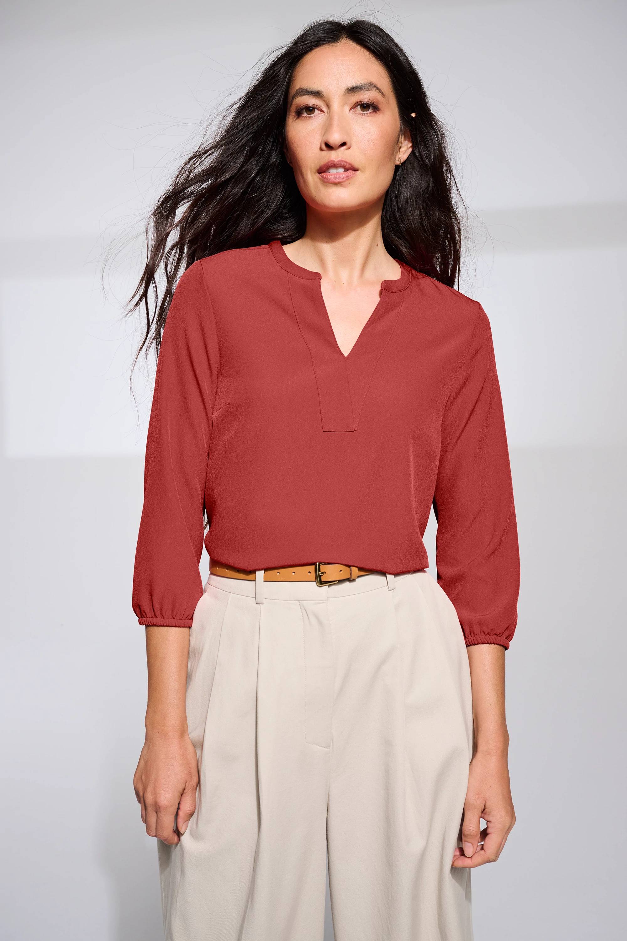 Mercer+Mettle Ladies Stretch Crepe 3/4-Sleeve Blouse