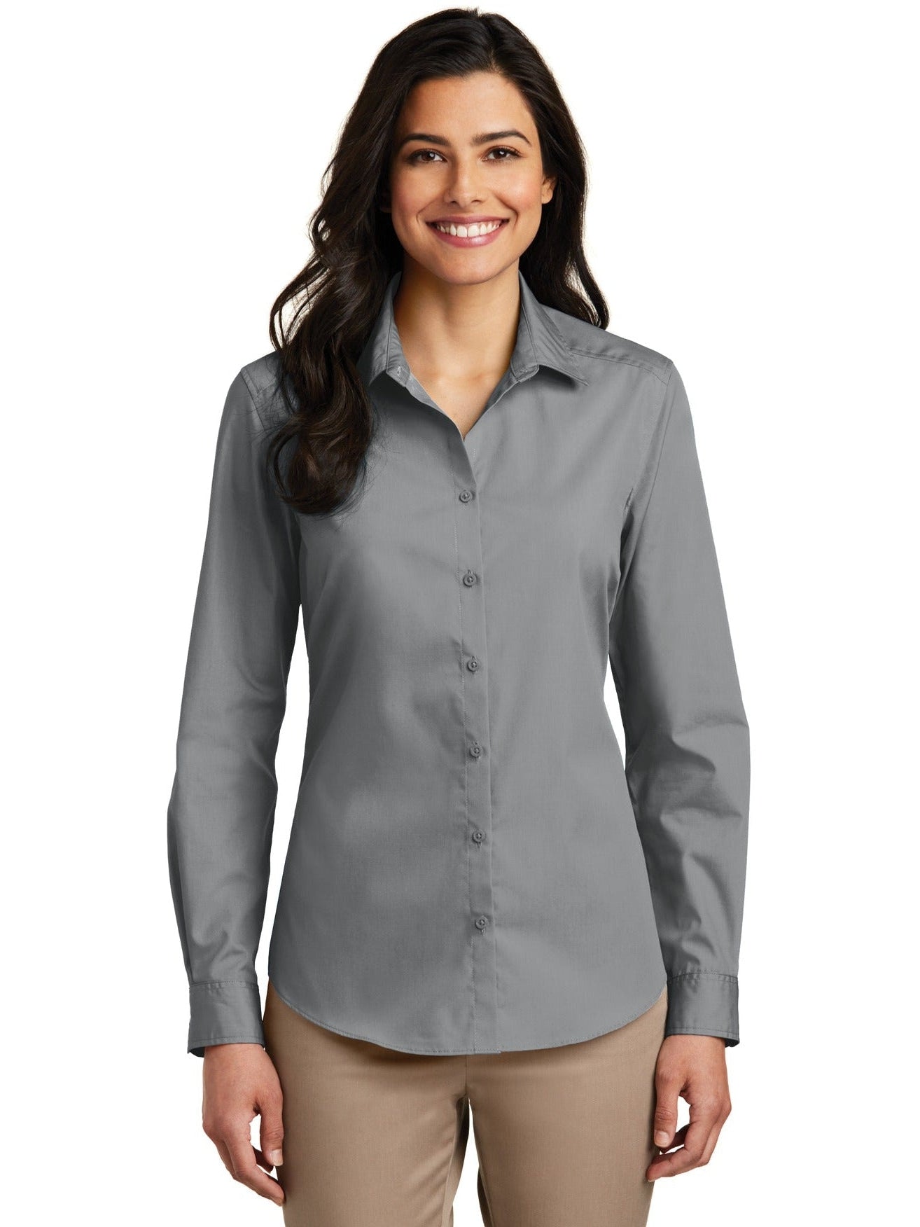 OUTLET-Port Authority Ladies Long Sleeve Carefree Poplin Shirt