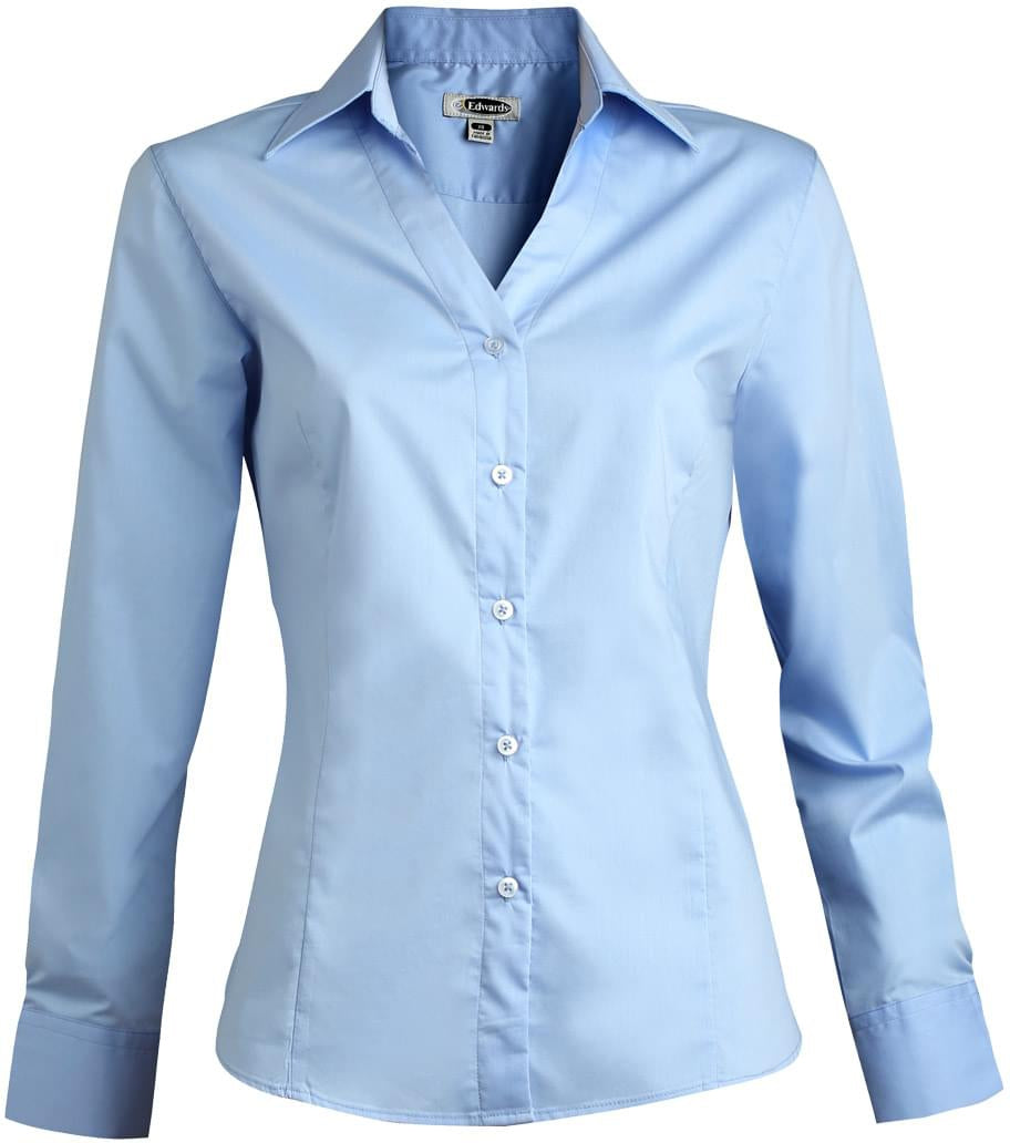 OUTLET-Edwards Ladies Tailored V Neck Stretch Blouse Long Sleeve