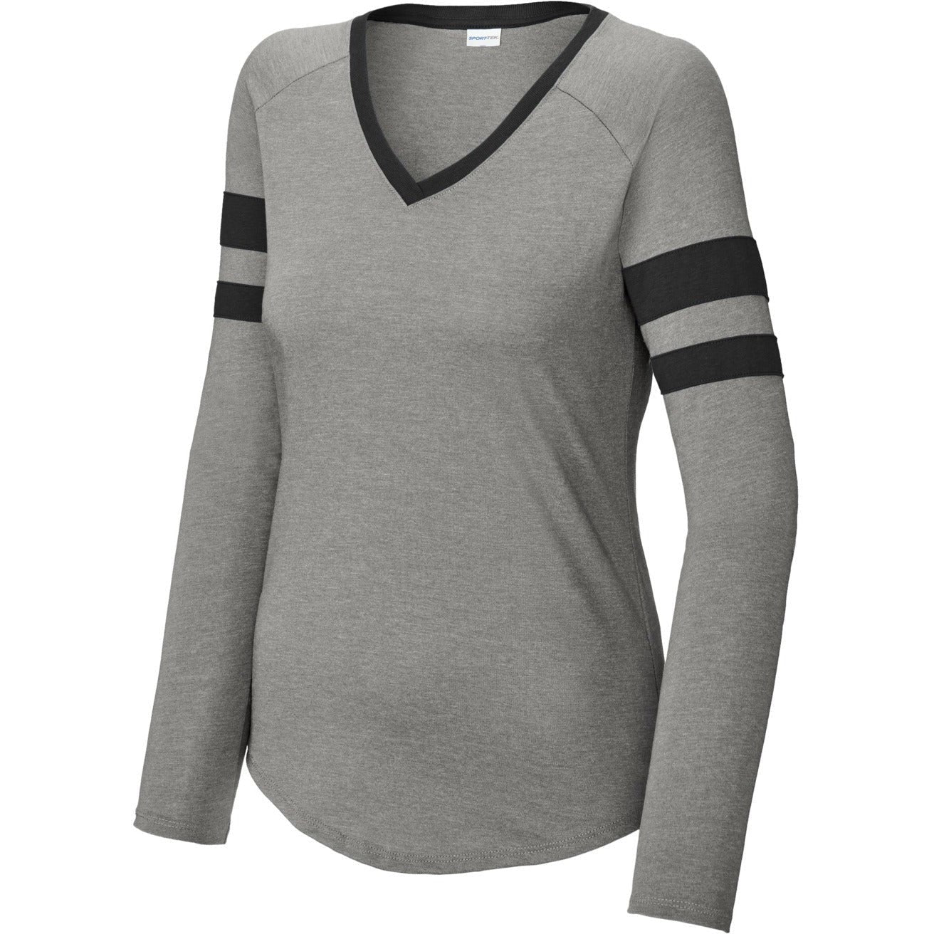 Sport-Tek Ladies Halftime Stripe Long Sleeve V-Neck Tee