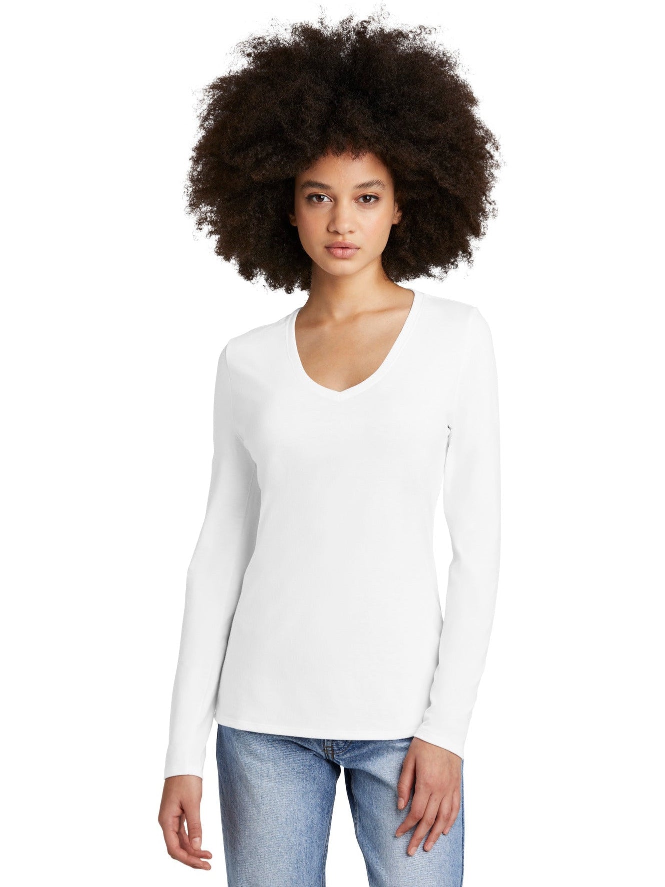 District Ladies Perfect Tri Long Sleeve V-Neck Tee