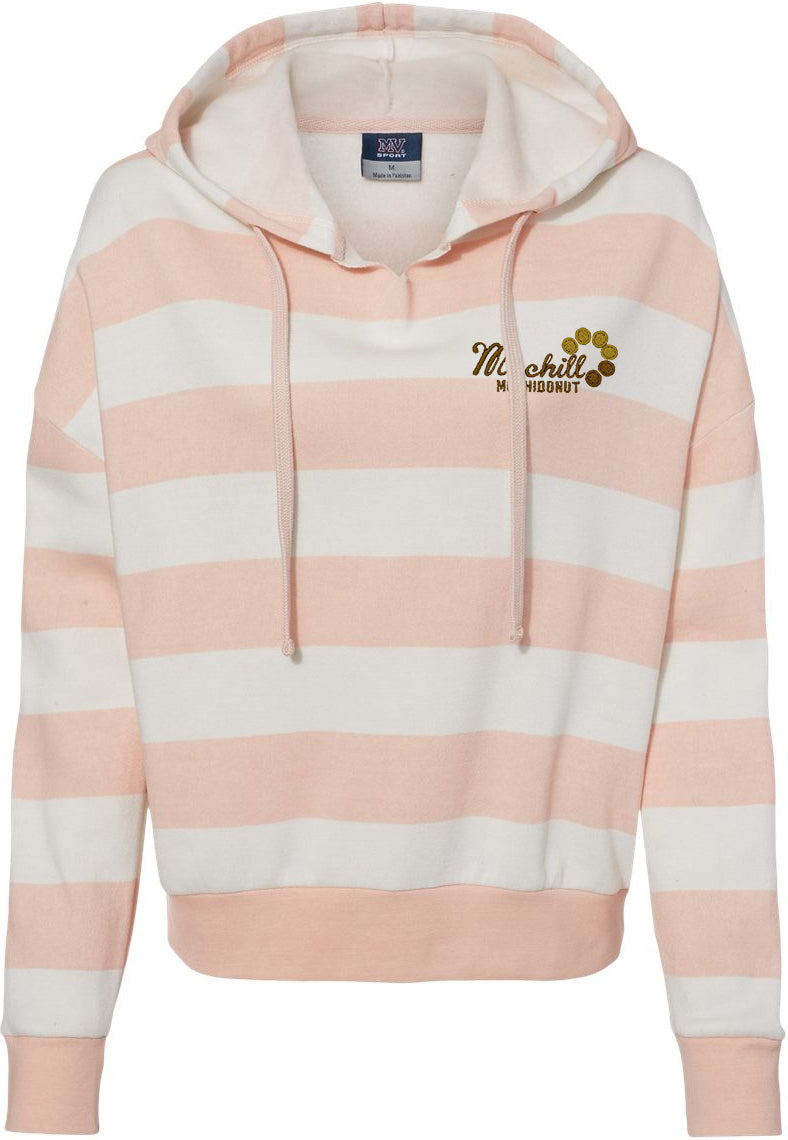 MV Sport Ladies Striped Fleece Boxy Hooded Sweatshirt