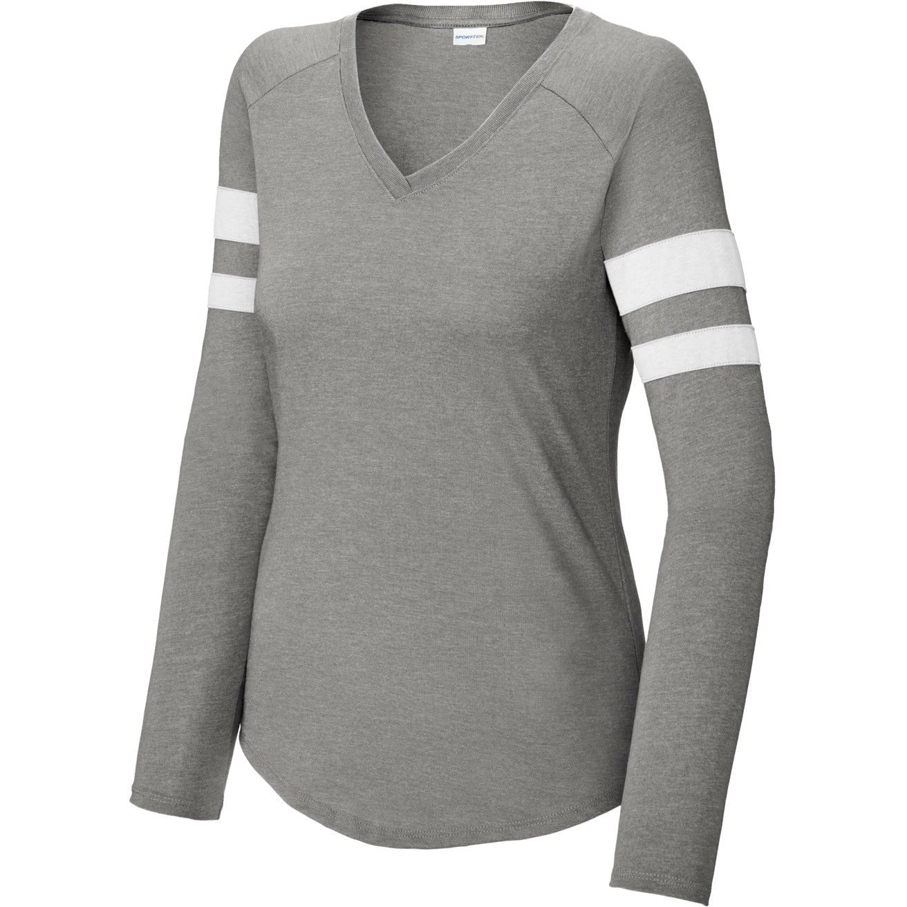 Sport-Tek Ladies Halftime Stripe Long Sleeve V-Neck Tee