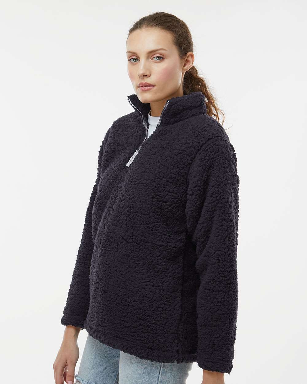 J. America Womenâs Epic Sherpa Quarter-Zip Pullover