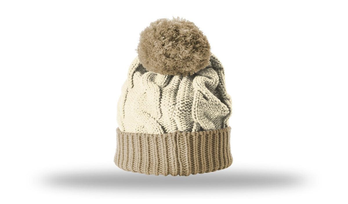 Richardson Chunk Twist Knit Beanie W/ Cuff & Pom