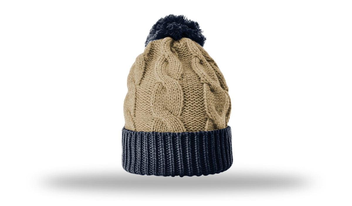 Richardson Chunk Twist Knit Beanie W/ Cuff & Pom