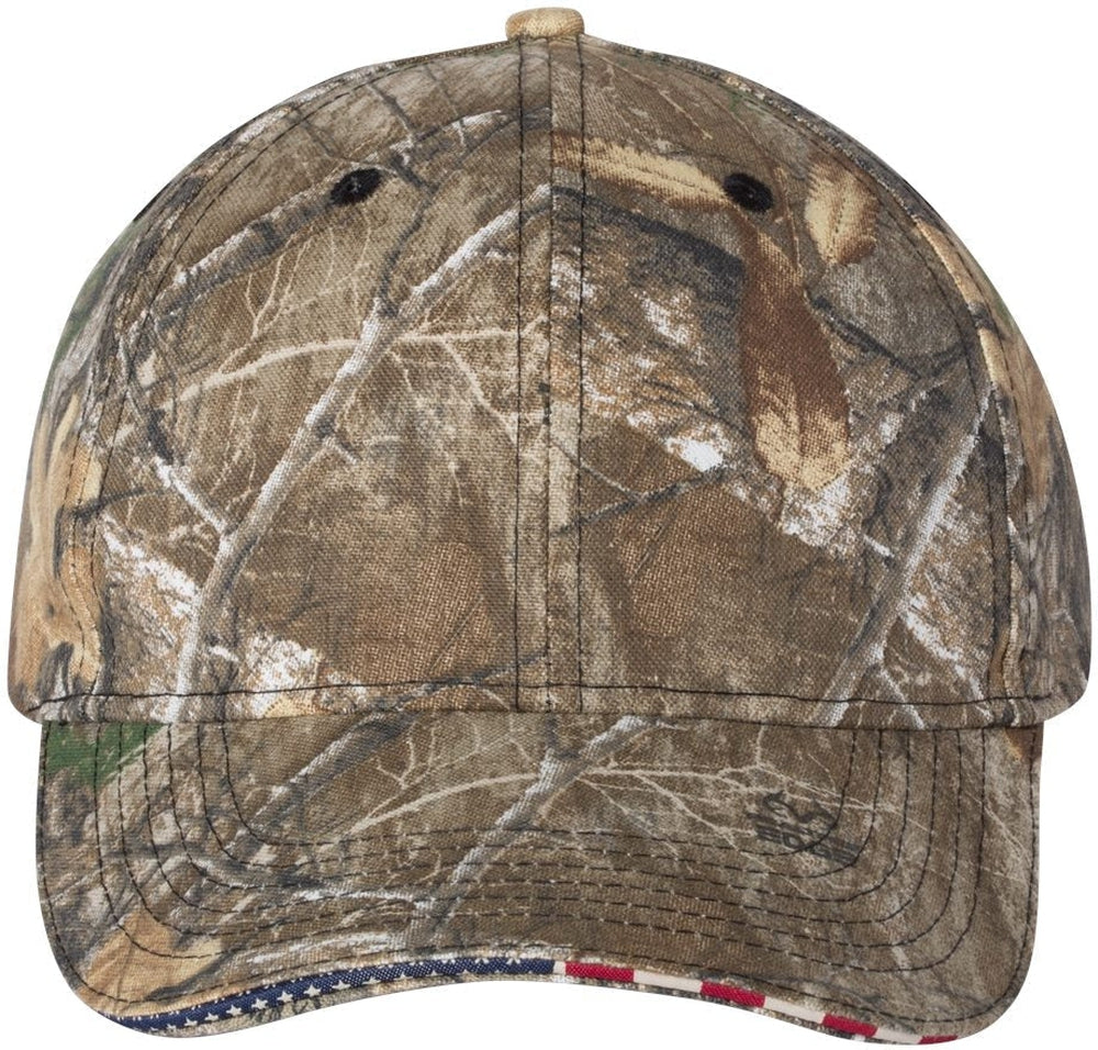 Outdoor Cap Camo with Flag Sandwich Visor Cap