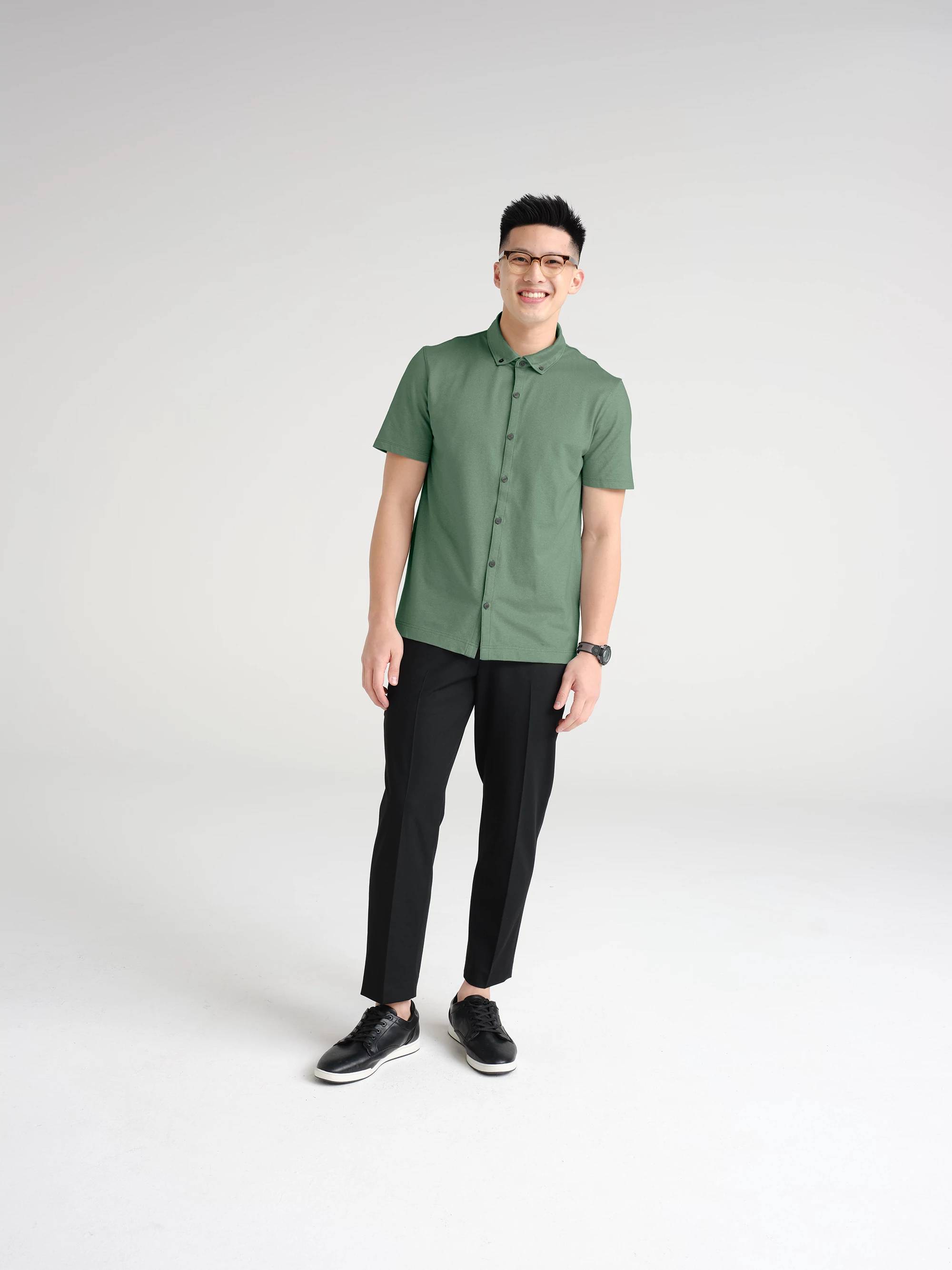 Mercer+Mettle Stretch Pique Full-Button Polo