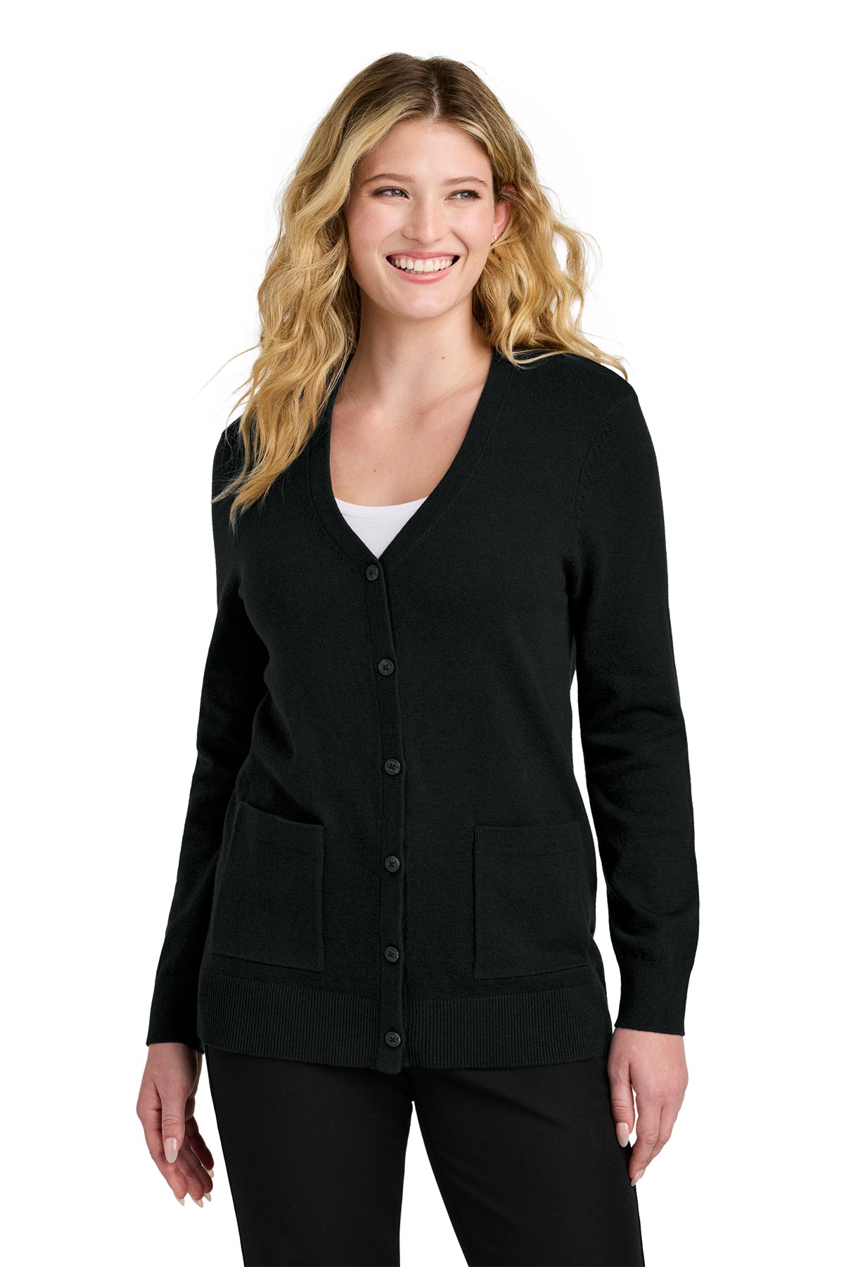 Port Authority Ladies Easy Care Button-Up Cardigan Sweater