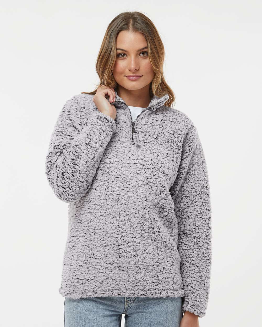 J. America Womenâs Epic Sherpa Quarter-Zip Pullover