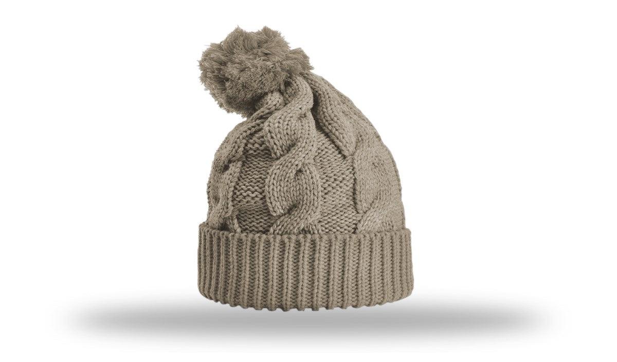 Richardson Chunk Twist Knit Beanie W/ Cuff & Pom