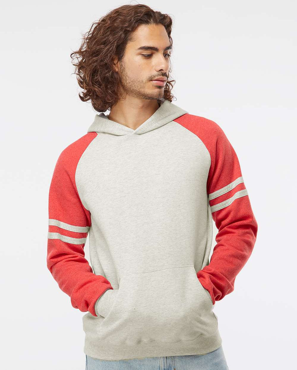 Jerzees Nublend Varsity Colorblocked Raglan Hooded Sweatshirt