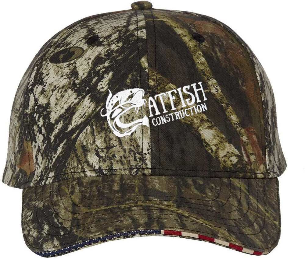 Outdoor Cap Camo with Flag Sandwich Visor Cap