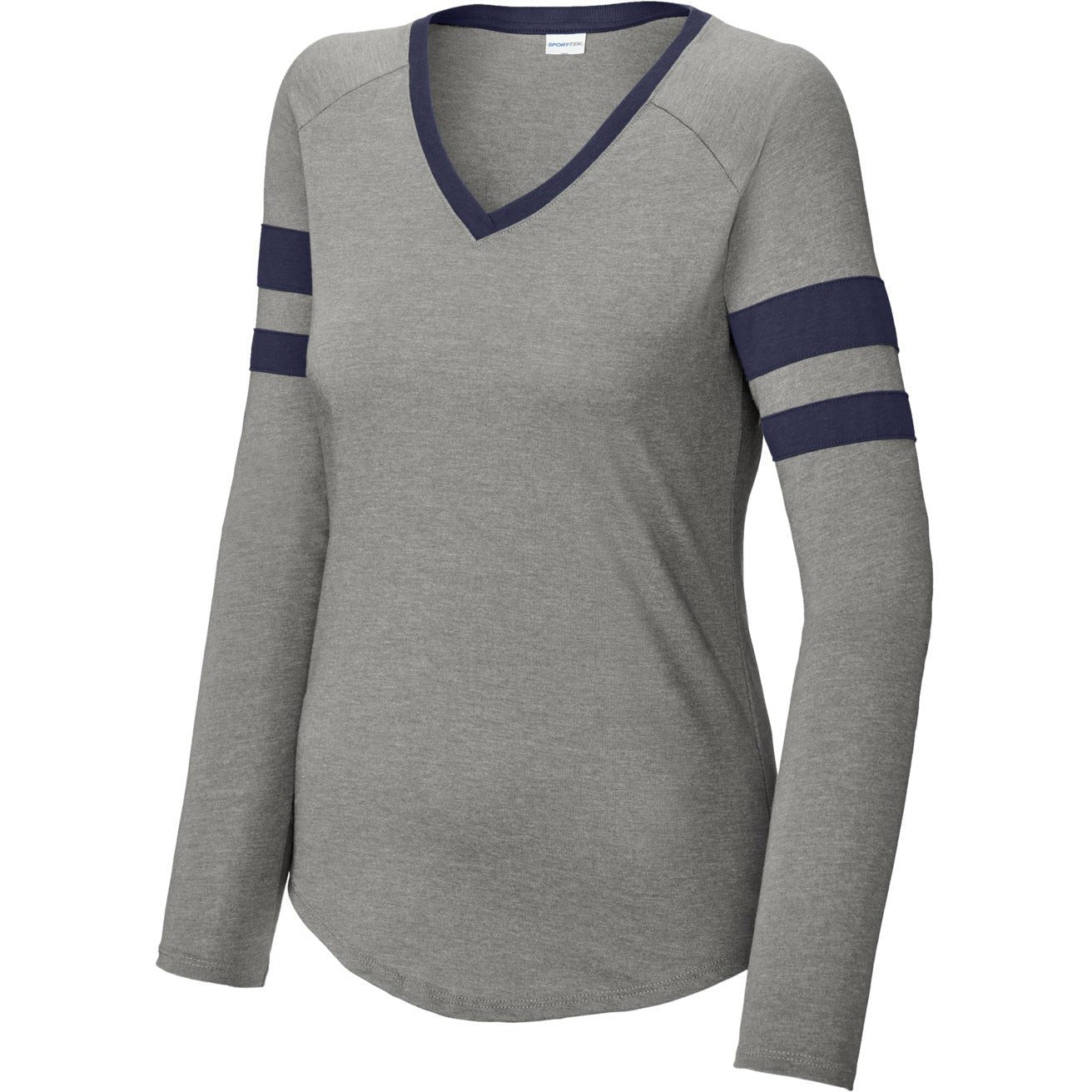 Sport-Tek Ladies Halftime Stripe Long Sleeve V-Neck Tee