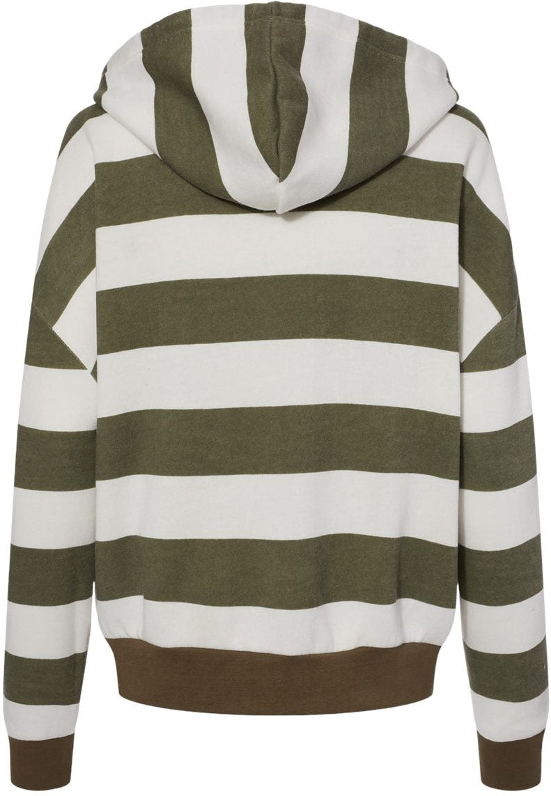 MV Sport Ladies Striped Fleece Boxy Hooded Sweatshirt