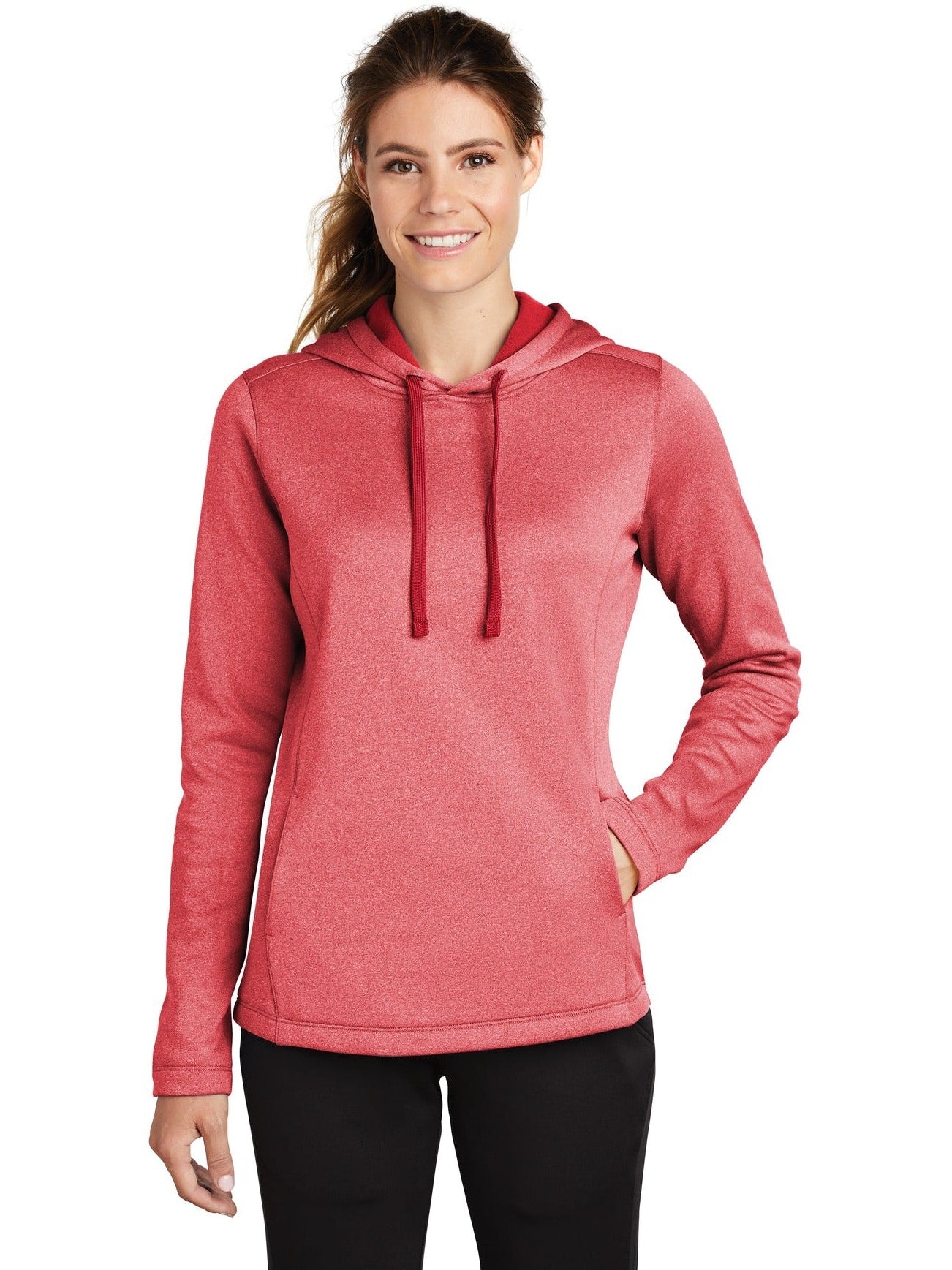 OUTLET-Sport-Tek Ladies Posicharge Sport-Wick Heather Fleece Hooded Pullover