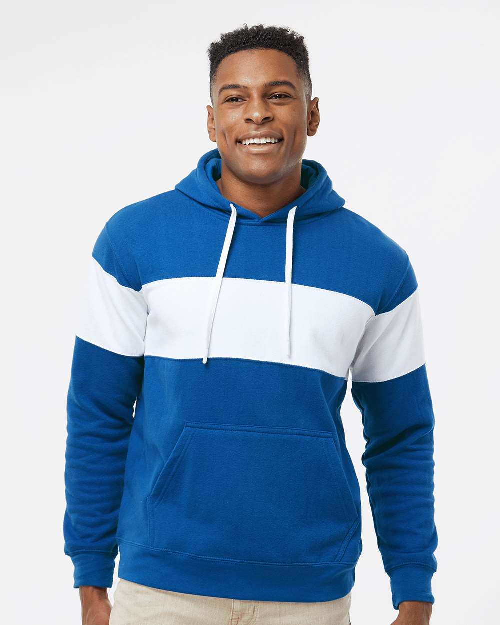 J. America Varsity Fleece Colorblocked Hooded Sweatshirt