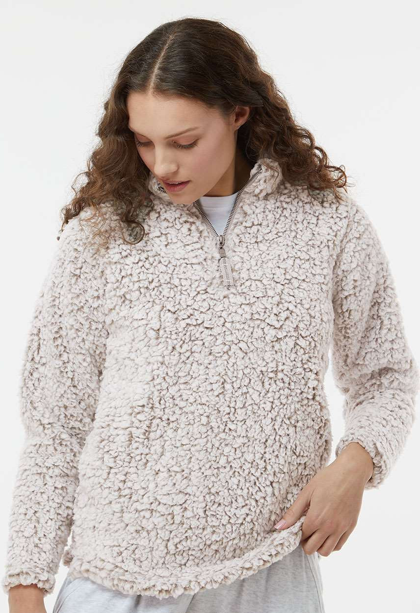 J. America Womenâs Epic Sherpa Quarter-Zip Pullover