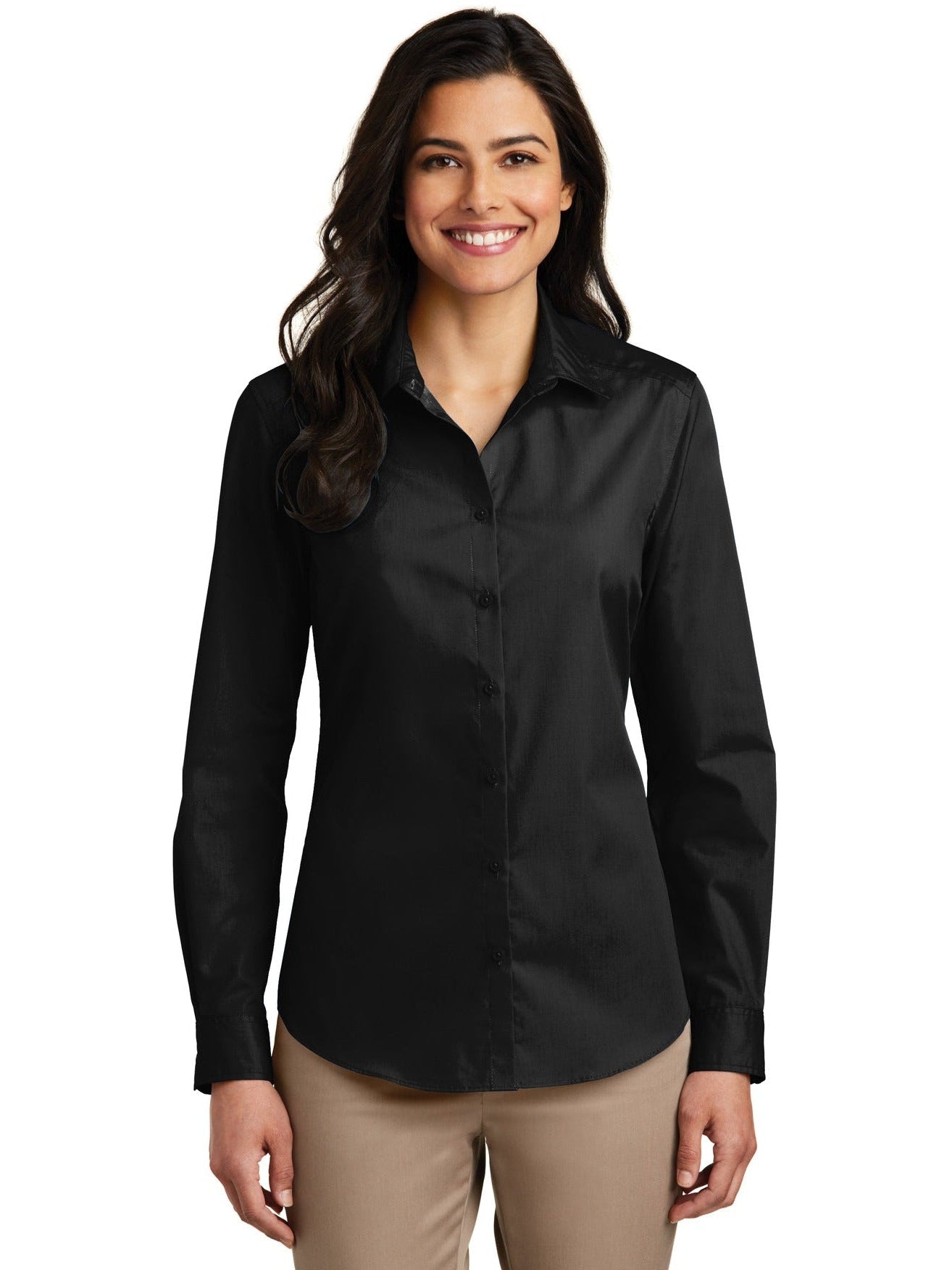 OUTLET-Port Authority Ladies Long Sleeve Carefree Poplin Shirt