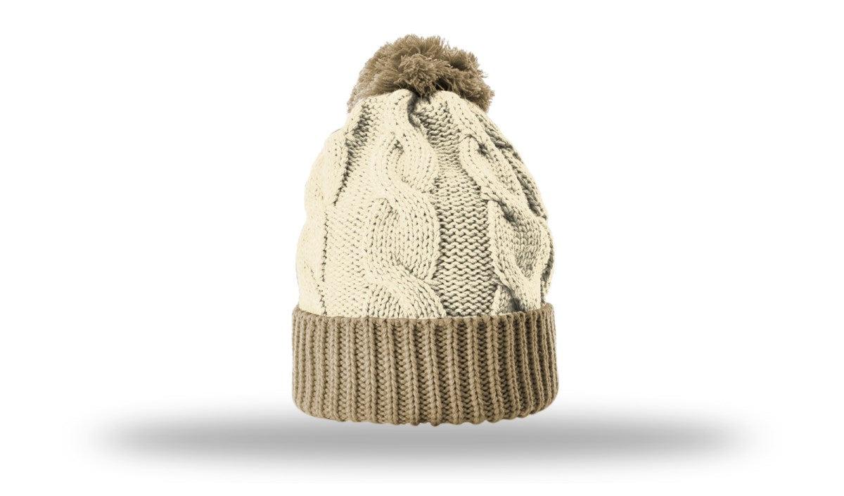 Richardson Chunk Twist Knit Beanie W/ Cuff & Pom