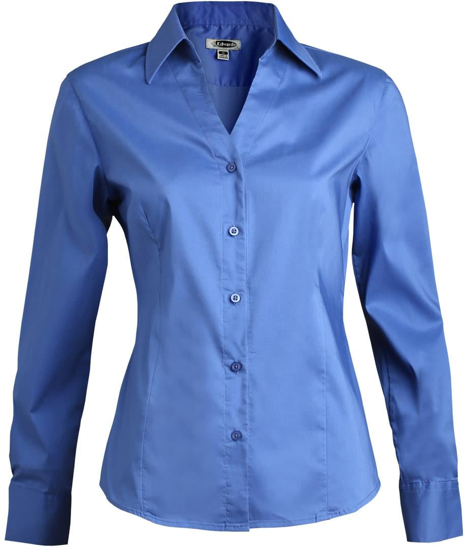 OUTLET-Edwards Ladies Tailored V Neck Stretch Blouse Long Sleeve