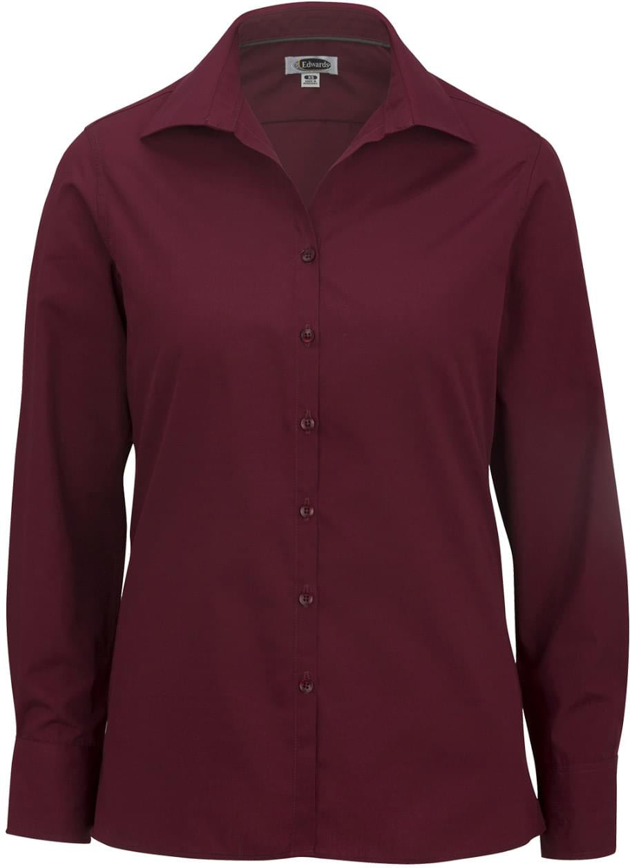 Edwards Ladies Lightweight Open Neck Poplin Blouse Long Sleeve