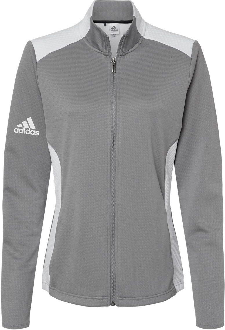 Adidas Ladies Textured Mixed Media Full-Zip Jacket