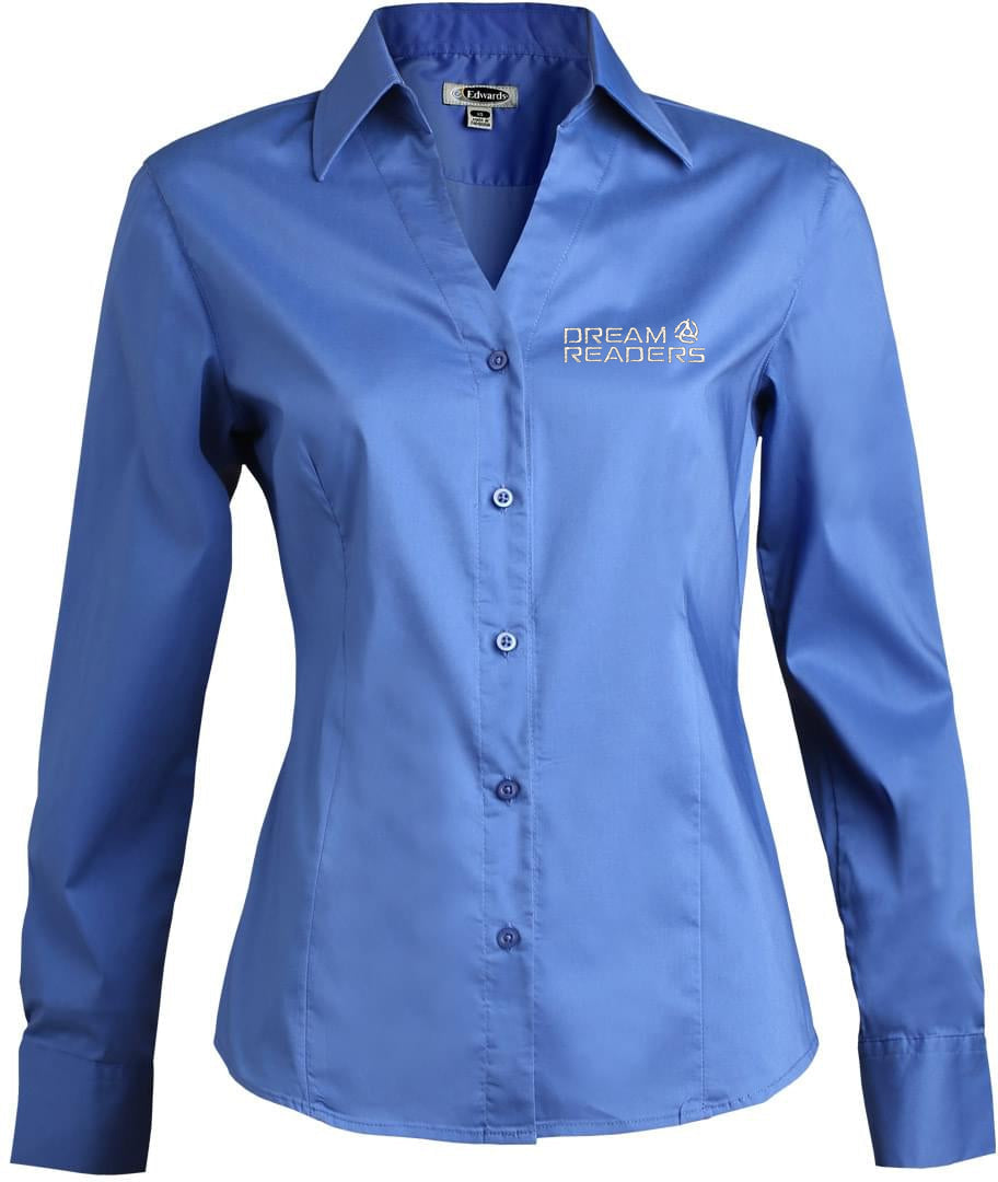 OUTLET-Edwards Ladies Tailored V Neck Stretch Blouse Long Sleeve