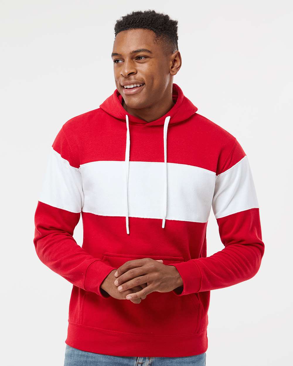 J. America Varsity Fleece Colorblocked Hooded Sweatshirt