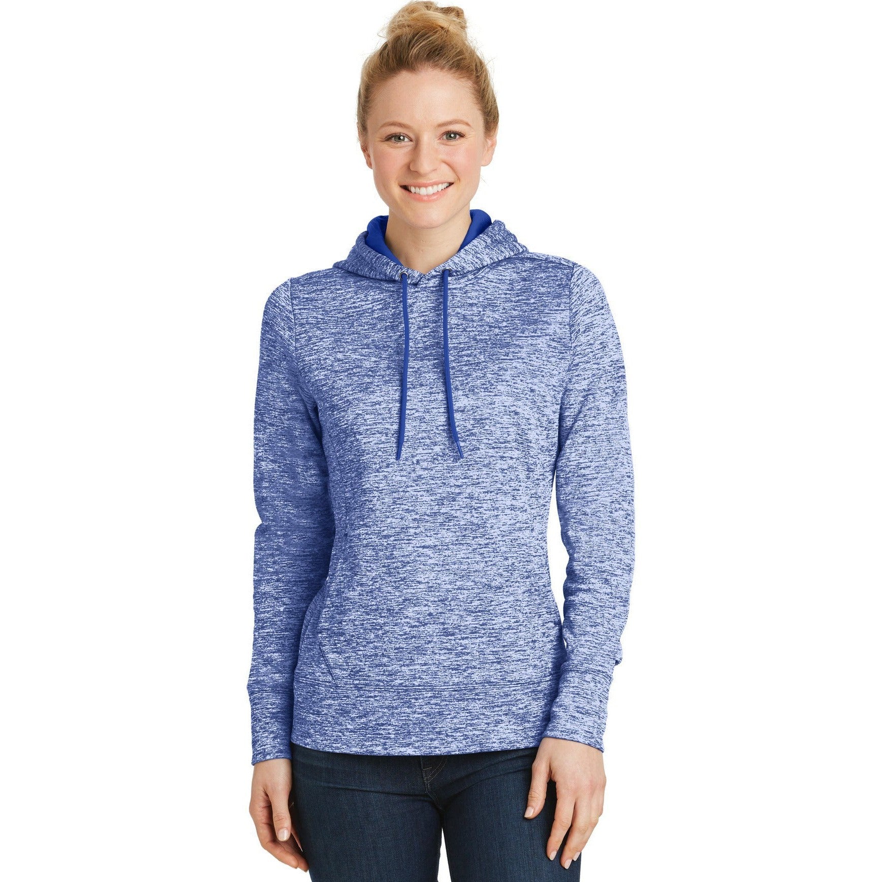 CLOSEOUT - Sport-Tek Ladies PosiCharge Electric Heather Fleece Hooded Pullover