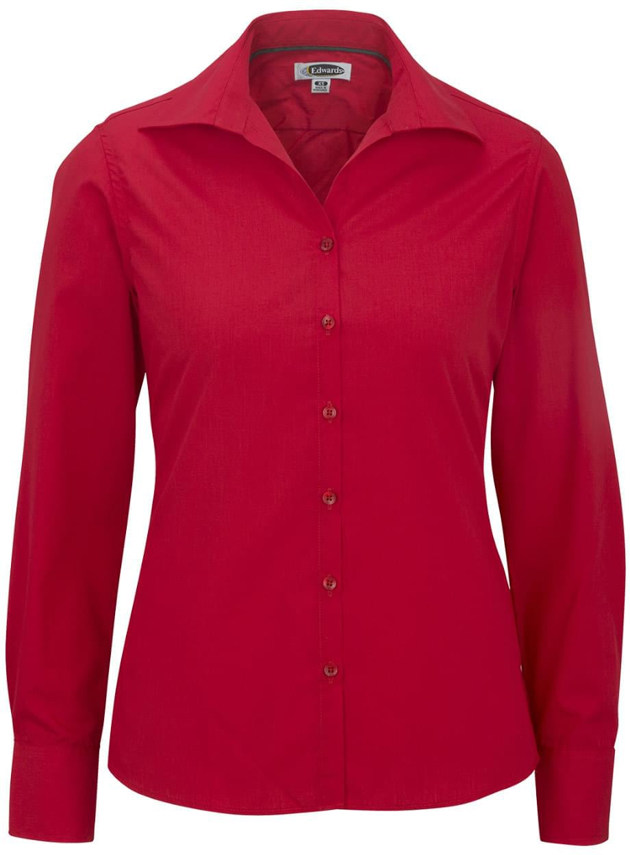 Edwards Ladies Lightweight Open Neck Poplin Blouse Long Sleeve