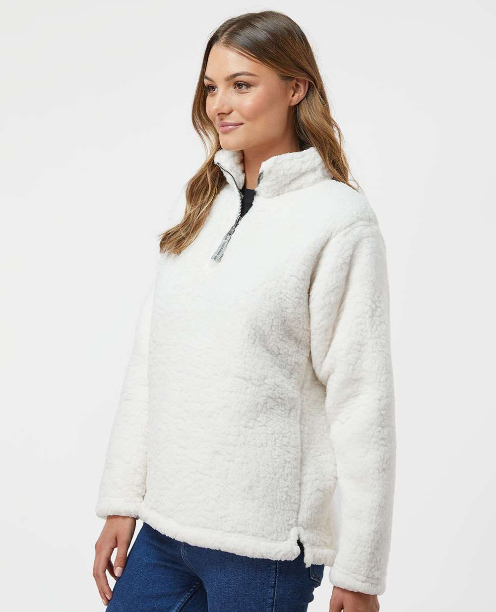 J. America Womenâs Epic Sherpa Quarter-Zip Pullover
