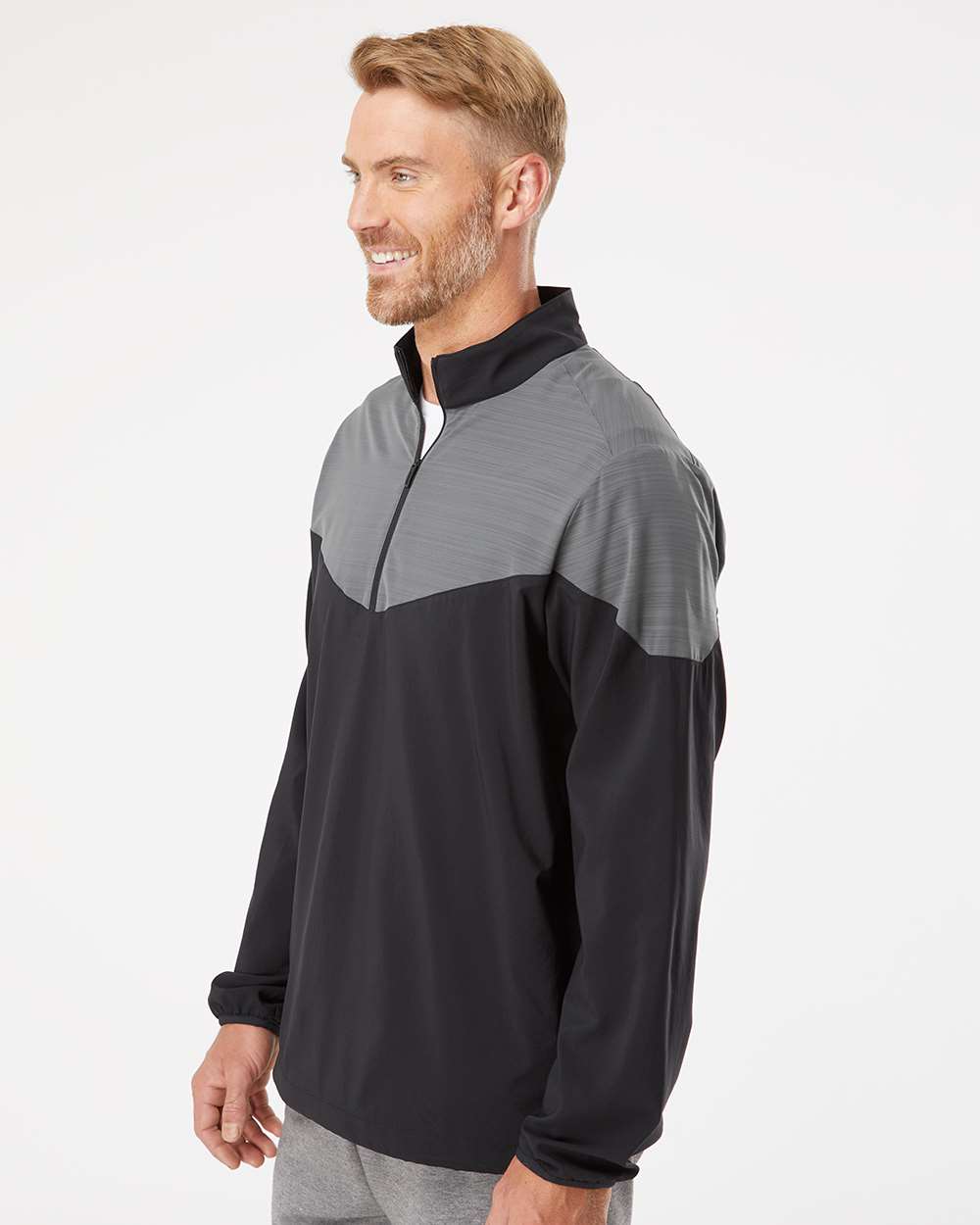 Adidas Heather Chevron Quarter-Zip Wind Pullover