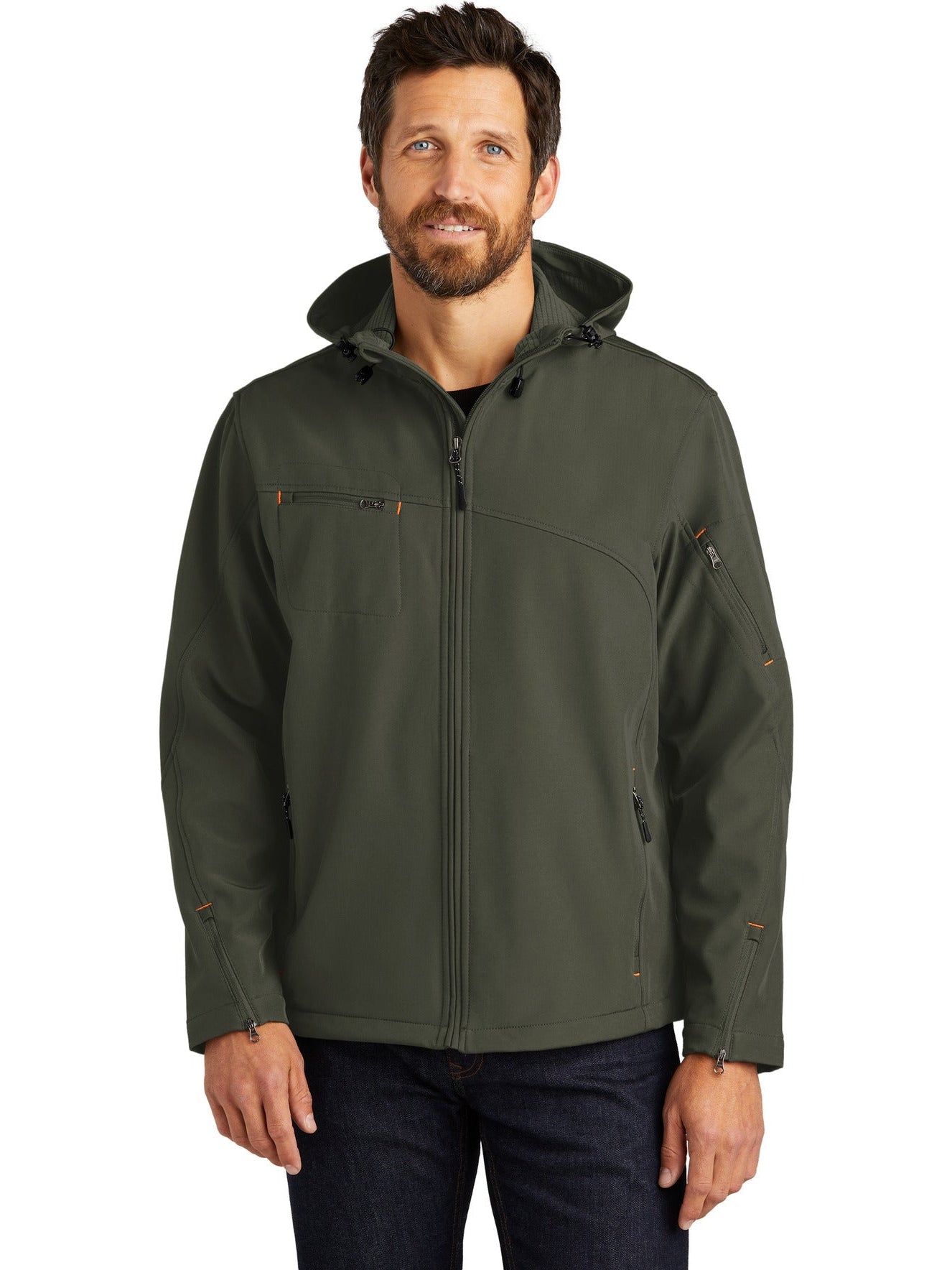 OUTLET-Port Authority Textured Hooded Soft Shell Jacket