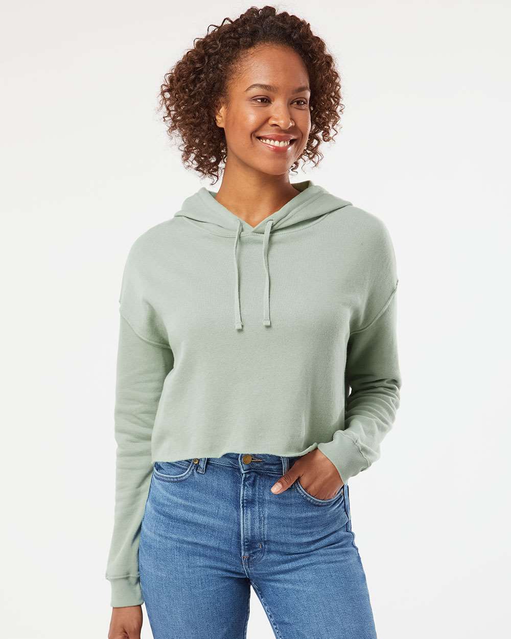 Independent Trading Co. Womenâs Lightweight Cropped Hooded Sweatshirt