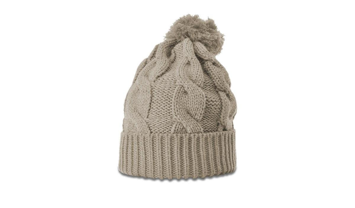 Richardson Chunk Twist Knit Beanie W/ Cuff & Pom