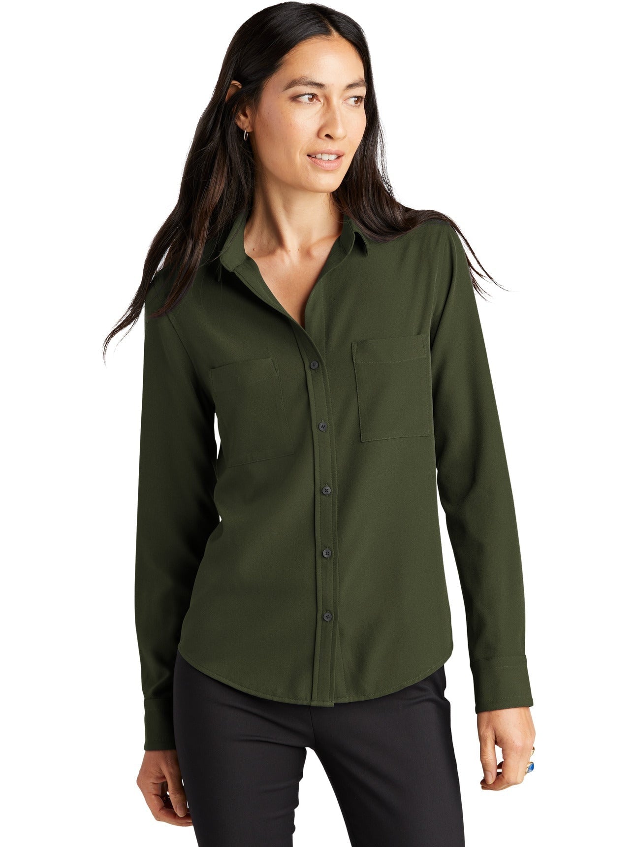 Mercer+Mettle Ladies Stretch Crepe Long Sleeve Camp Blouse