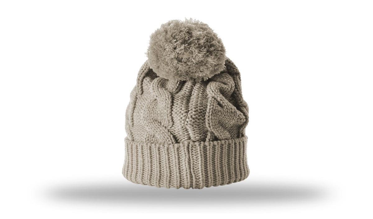 Richardson Chunk Twist Knit Beanie W/ Cuff & Pom