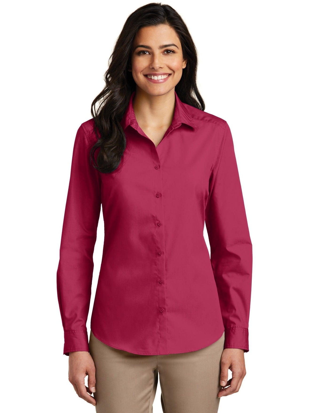 OUTLET-Port Authority Ladies Long Sleeve Carefree Poplin Shirt