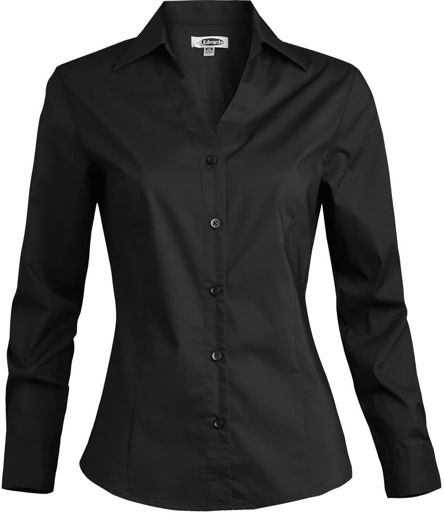 OUTLET-Edwards Ladies Tailored V Neck Stretch Blouse Long Sleeve